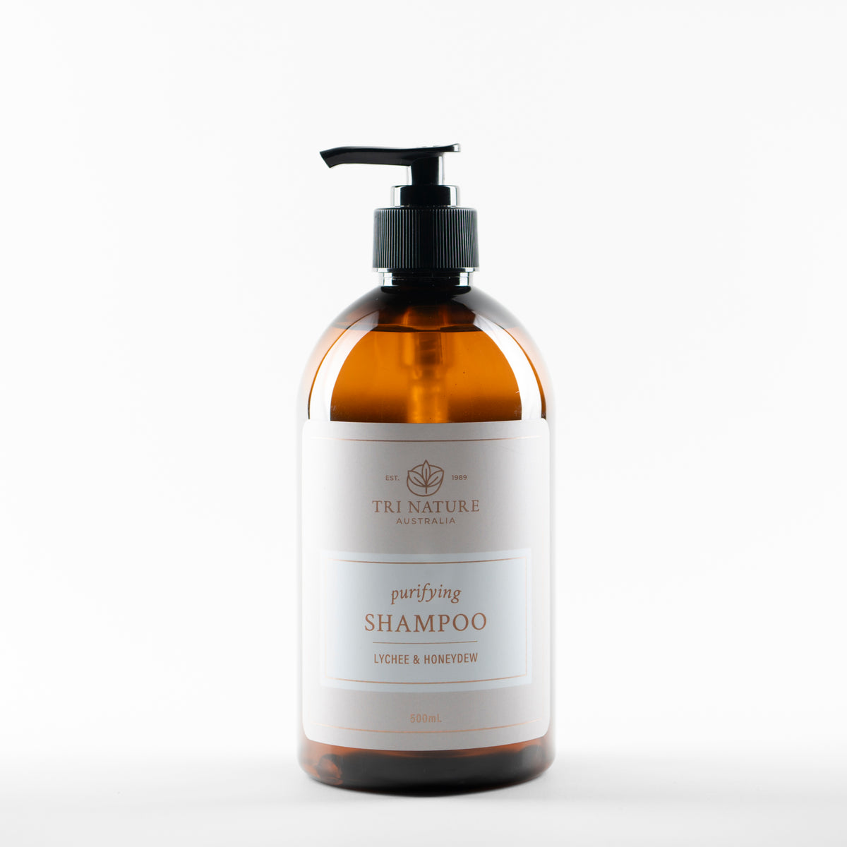 Tri Nature Purifying Shampoo Lychee and Honeydew 500ml, new look packaging, photographed 2026