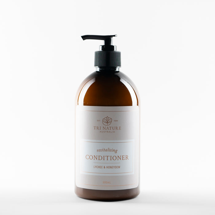 Tri Nature Revitalising Conditioner Lychee and Honeydew 500ml, new look packaging, photographed 2026