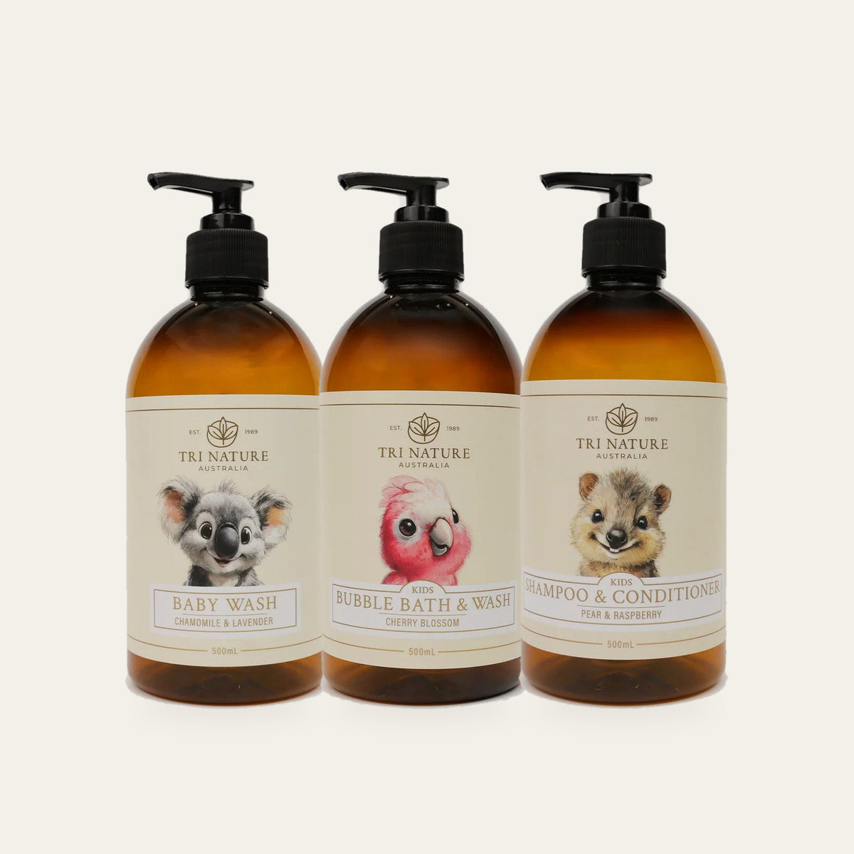 Tri Nature Baby Bundle in Chamomile & Lavender: Baby Wash, Kids Bubble Bath & Wash and Kids 2 in 1 Shampoo & Conditioner