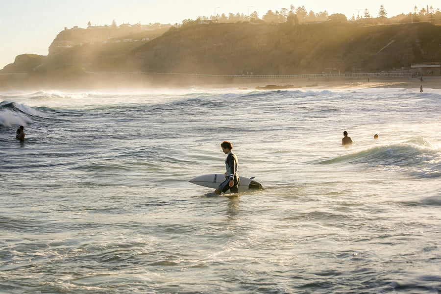 Golden-hour surf at Newcastle beach, New South Wales