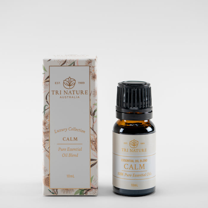 Tri Nature Calm essential oil blend 10ml, Luxury Collection, with box, photographed 2026