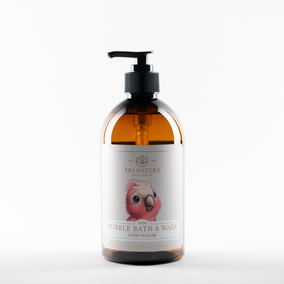 Tri Nature Kids Bubble Bath and Wash Cherry Blossom 500ml, photographed 2026