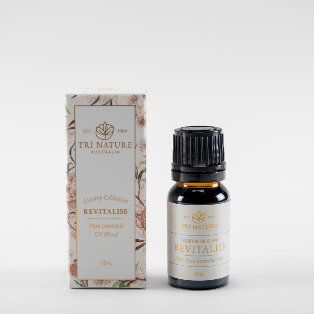 Tri Nature Revitalise essential oil blend 10ml, Luxury Collection, with box, photographed 2026