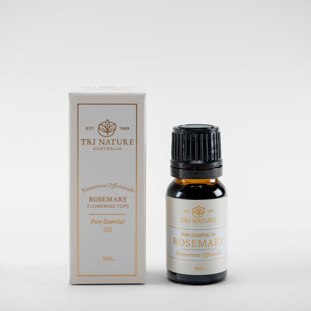 Tri Nature Rosemary pure essential oil 10ml with box, photographed 2026