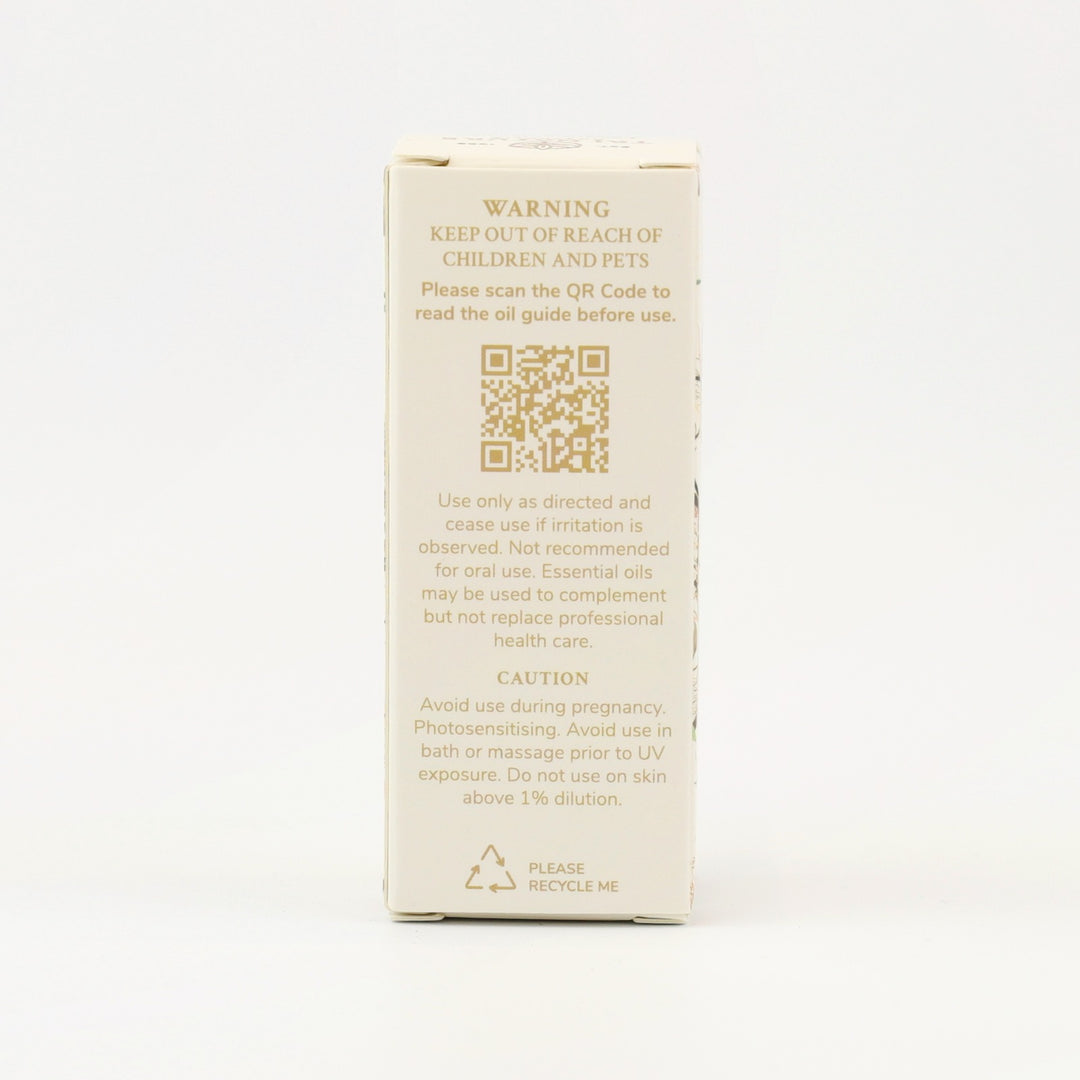 Tri Nature Calm Essential Oil Blend box, safety directions and QR code