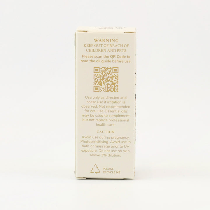 Tri Nature Calm Essential Oil Blend box, safety directions and QR code