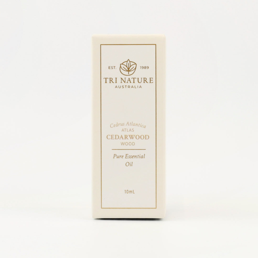 Tri Nature Cedarwood Pure Essential Oil 10mL box, front of pack