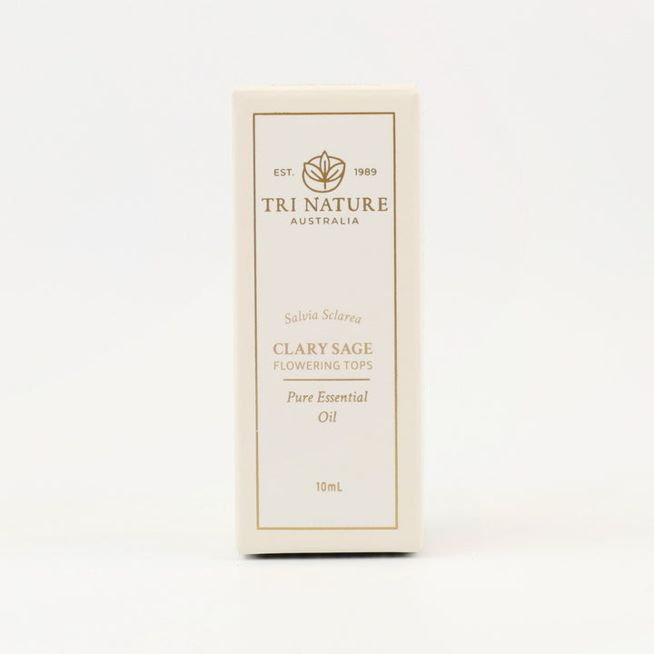 Tri Nature Clary Sage Pure Essential Oil 10mL box, front of pack