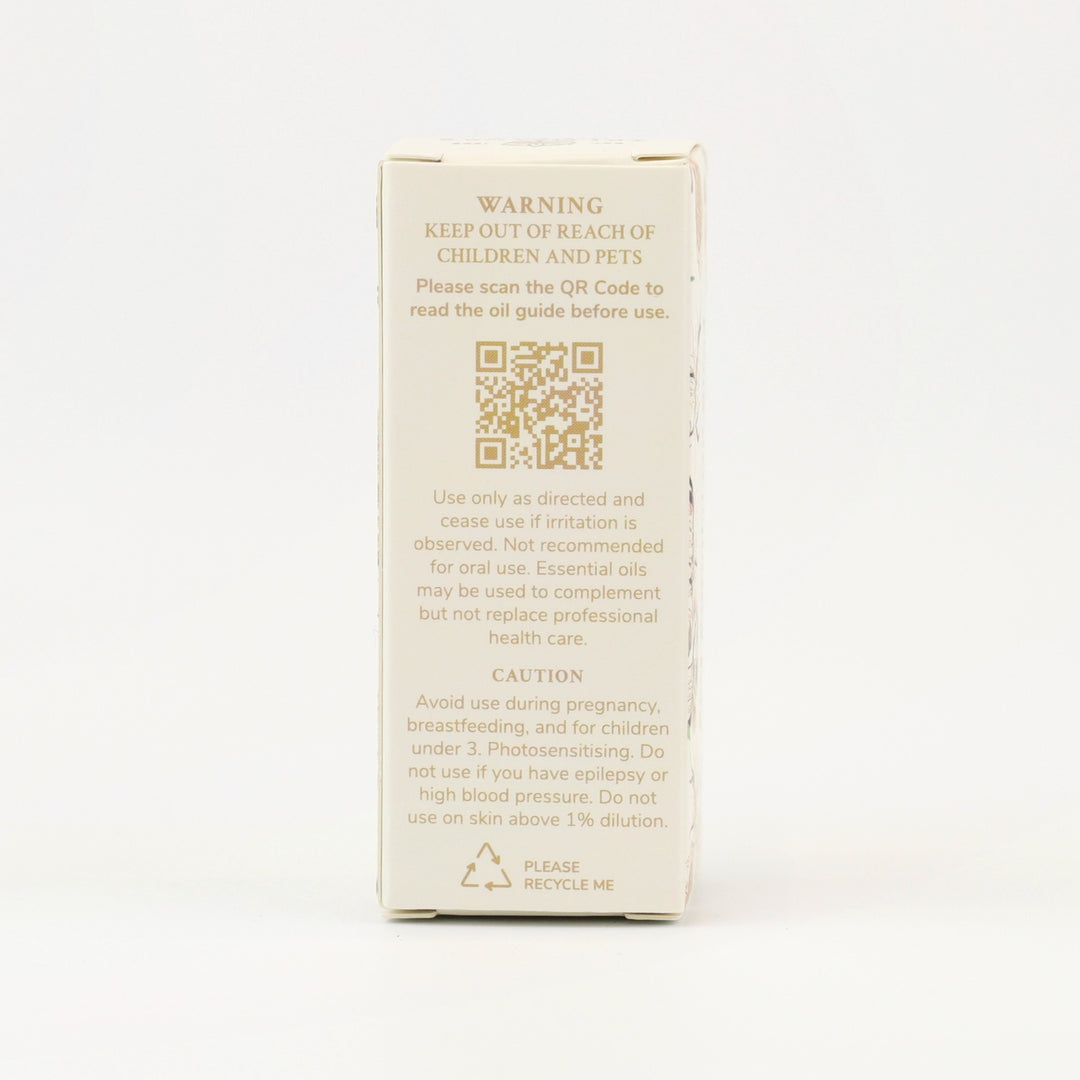 Tri Nature Clear Focus Essential Oil Blend box, safety directions and QR code