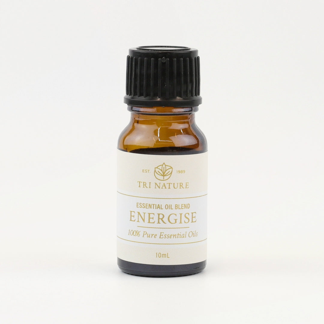 Tri Nature Energise Essential Oil Blend 10mL amber glass bottle