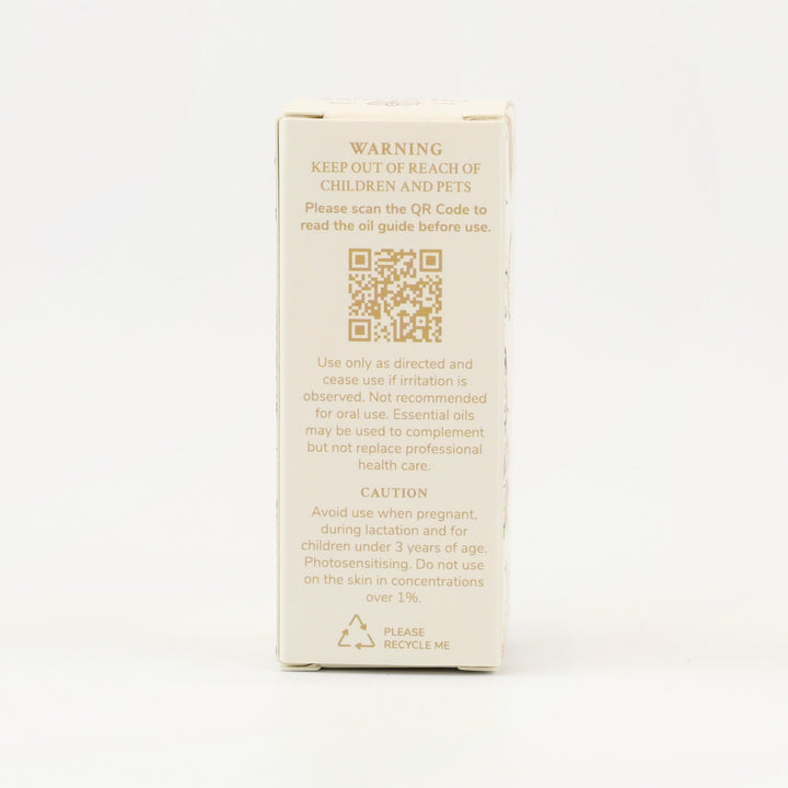 Tri Nature Energise Essential Oil Blend box, safety directions and QR code