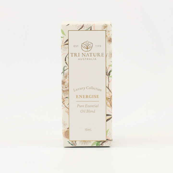 Tri Nature Energise Essential Oil Blend 10mL box, front of pack