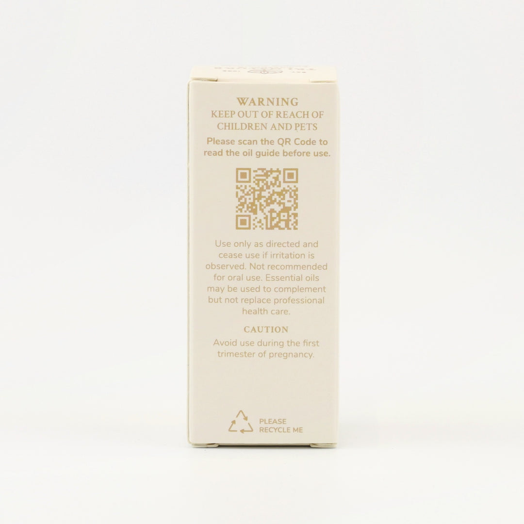 Tri Nature Frankincense Pure Essential Oil box, safety directions and QR code