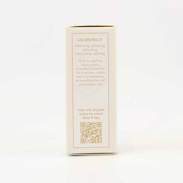 Tri Nature Grapefruit Pure Essential Oil box, aroma description and oil guide QR code