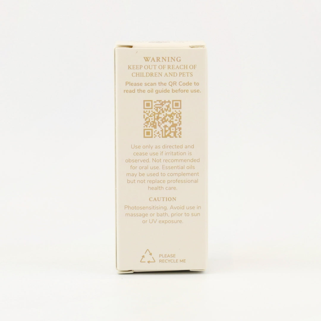 Tri Nature Grapefruit Pure Essential Oil box, safety directions and QR code