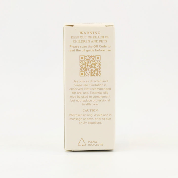 Tri Nature Grapefruit Pure Essential Oil box, safety directions and QR code
