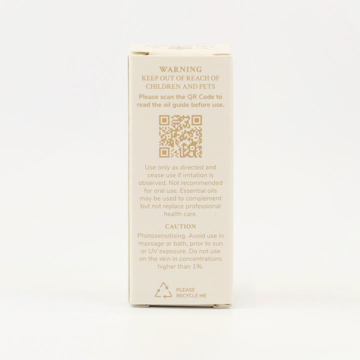 Tri Nature Lemon Pure Essential Oil box, safety directions and QR code