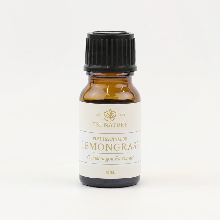 Tri Nature Lemongrass Pure Essential Oil 10mL amber glass bottle