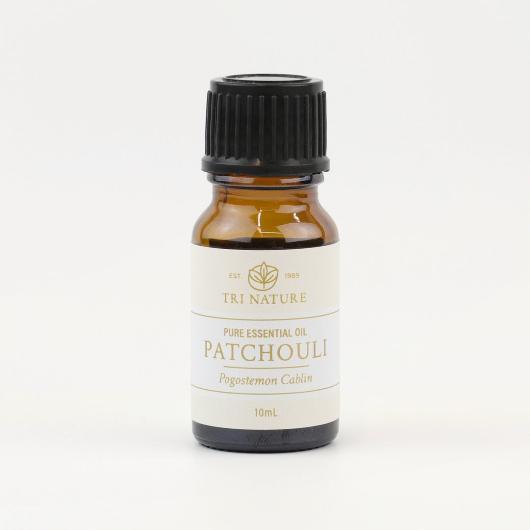 Tri Nature Patchouli Pure Essential Oil 10mL amber glass bottle