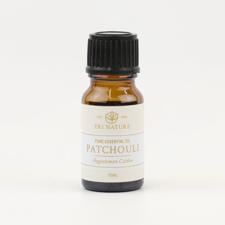 Tri Nature Patchouli Pure Essential Oil 10mL amber glass bottle
