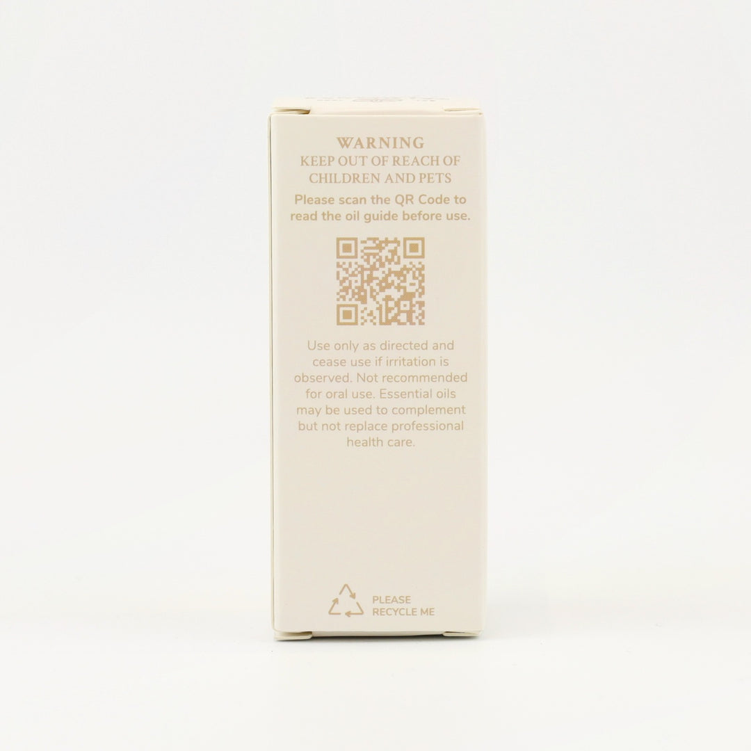 Tri Nature Patchouli Pure Essential Oil box, safety directions and QR code