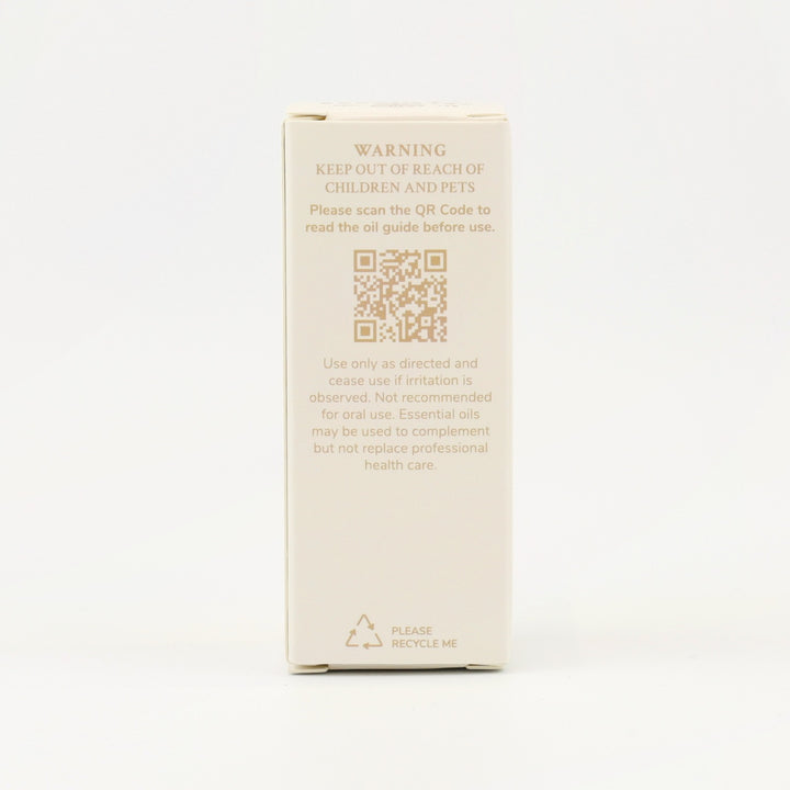 Tri Nature Patchouli Pure Essential Oil box, safety directions and QR code