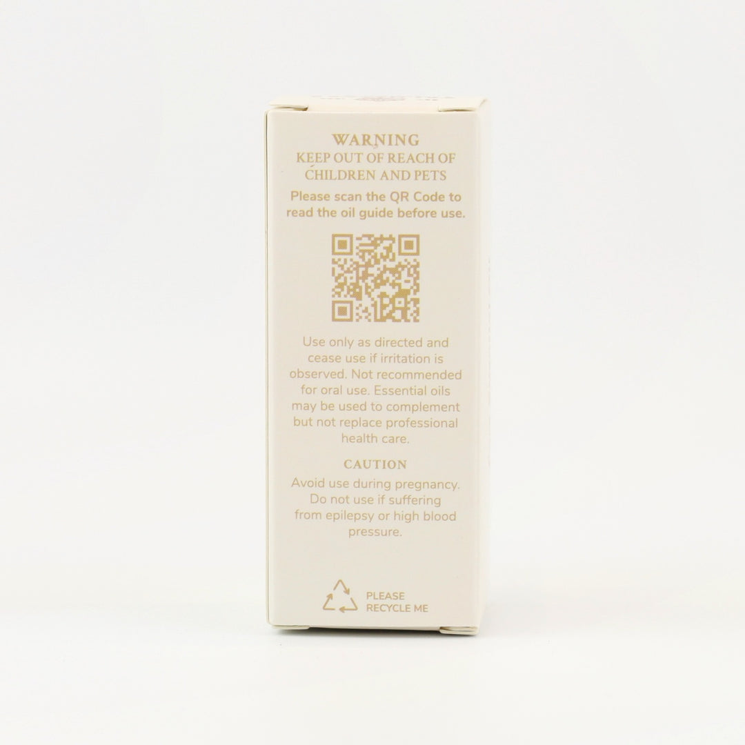 Tri Nature Rosemary Pure Essential Oil box, safety directions and QR code