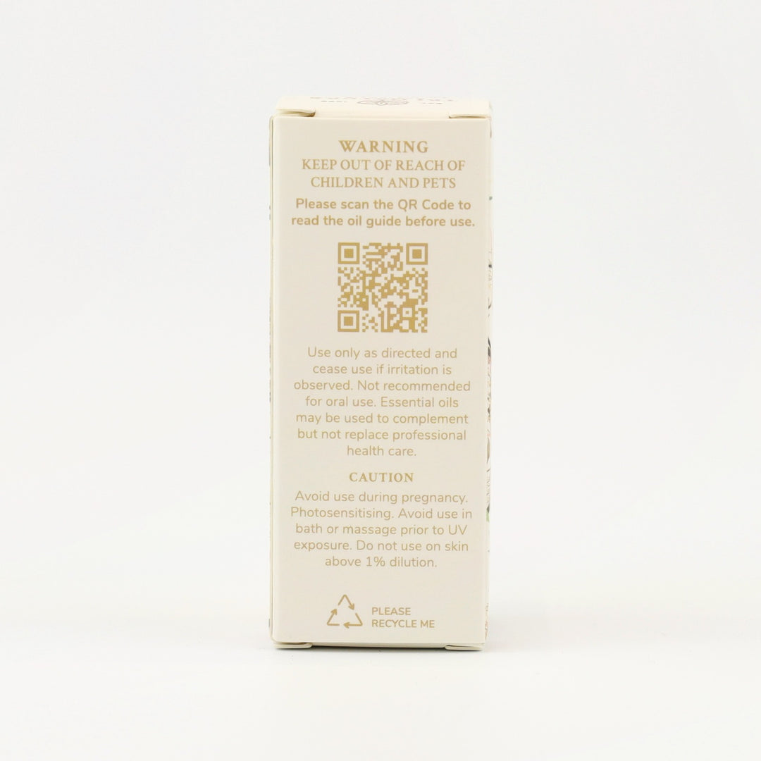 Tri Nature Sleep Essential Oil Blend box, safety directions and QR code