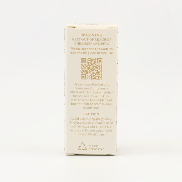Tri Nature Sleep Essential Oil Blend box, safety directions and QR code