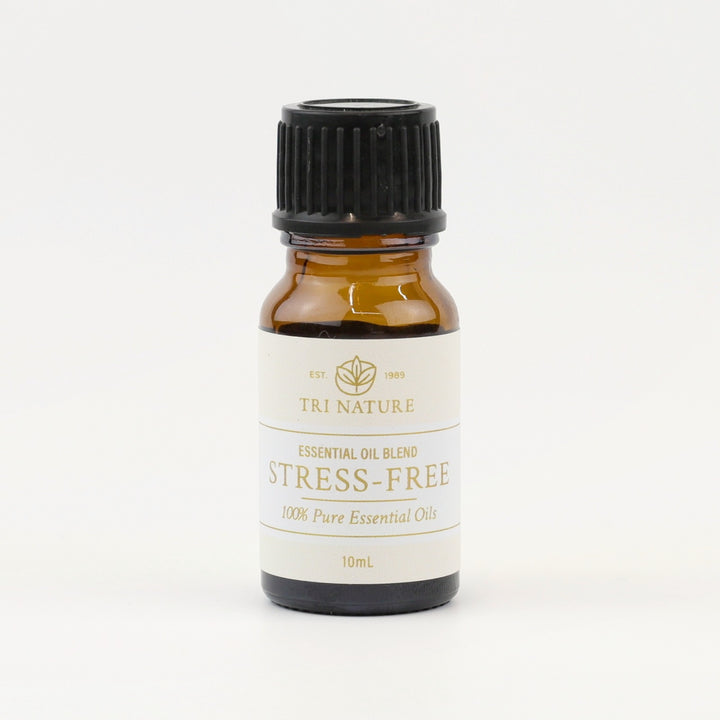 Tri Nature Stress-Free Essential Oil Blend 10mL amber glass bottle