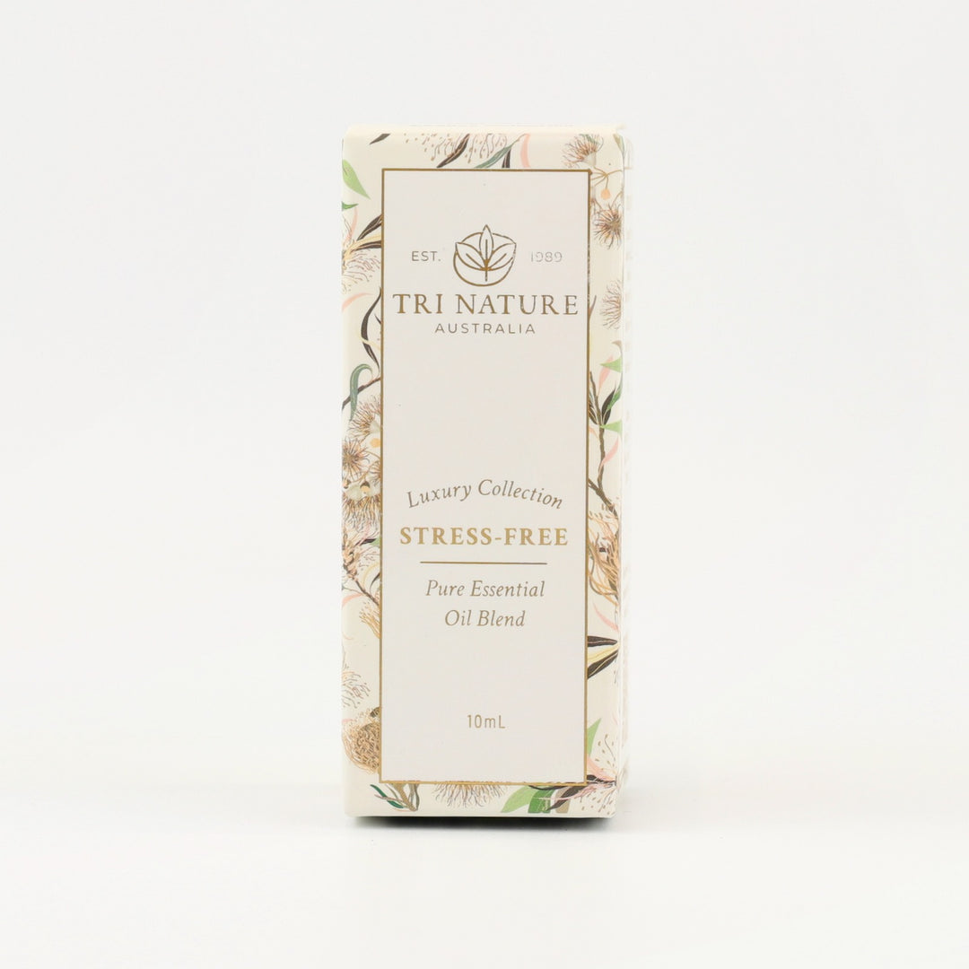 Tri Nature Stress-Free Essential Oil Blend 10mL box, front of pack