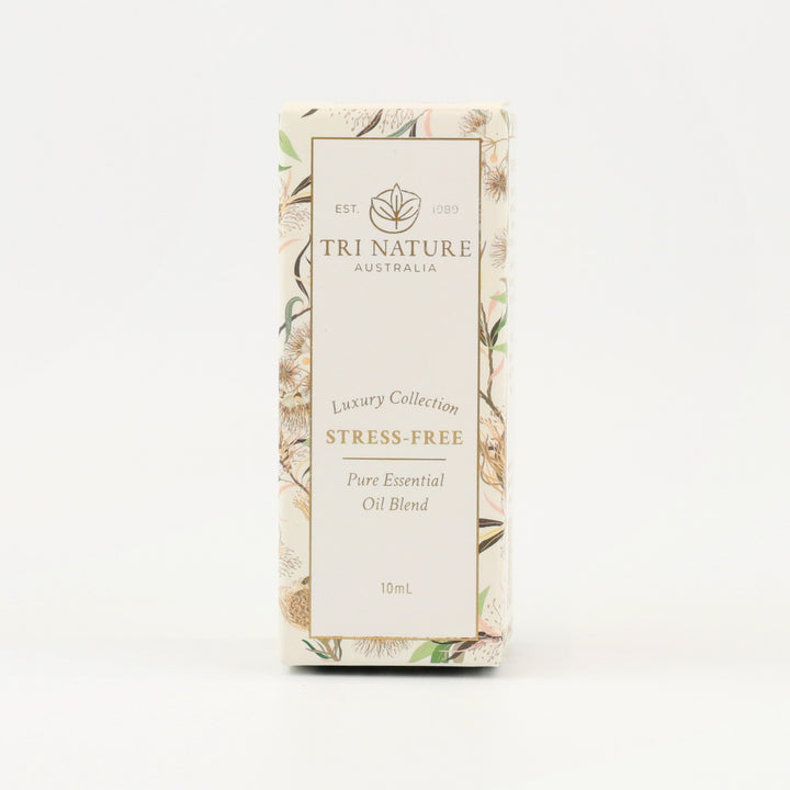 Tri Nature Stress-Free Essential Oil Blend 10mL box, front of pack