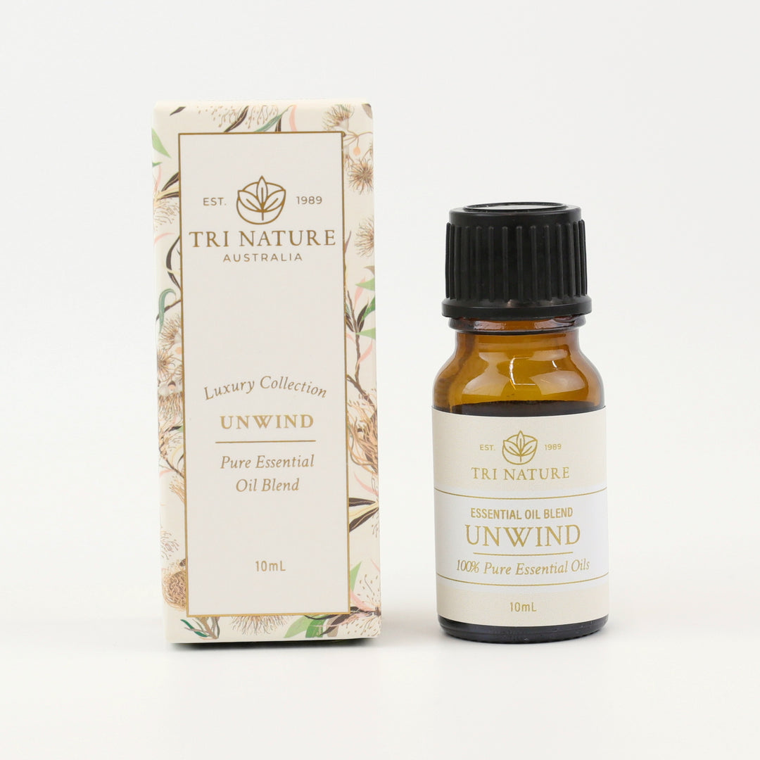 Tri Nature Unwind Essential Oil Blend 10mL bottle with gift box